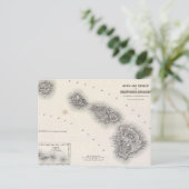 ヴィンテージハワイとニュージーランドの地図（1855年） ポストカード (スタンド正面)