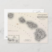 ヴィンテージハワイとニュージーランドの地図（1855年） ポストカード (正面/裏面)