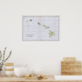 ヴィンテージハワイの地図（1883年） ポスター (キッチン)