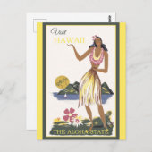 ヴィンテージハワイアロハフラダンサートラベル ポストカード (正面/裏面)