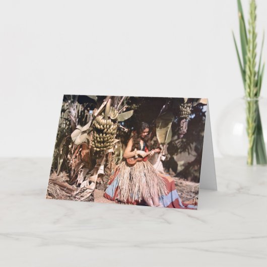 ヴィンテージハワイアンウェインフラガールウクレレ カード (正面)