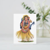 ヴィンテージハワイアンガールインフラ衣装ドレス ポストカード (スタンド正面)