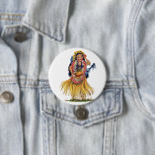 ヴィンテージハワイアンガールインフラ衣装ドレス 缶バッジ (インサイチュ)