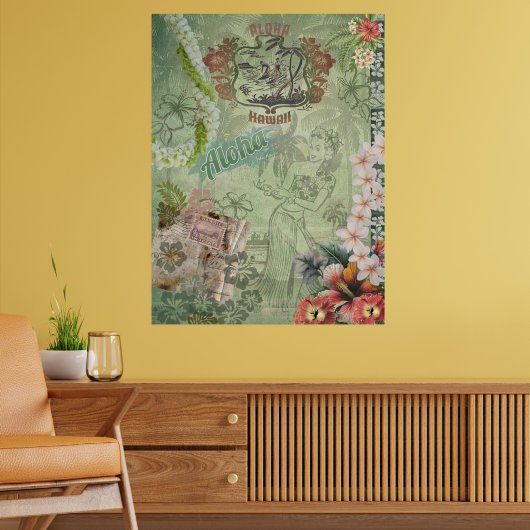 ヴィンテージハワイアンスクラップブックアロハフラ ポスター (リビング2)