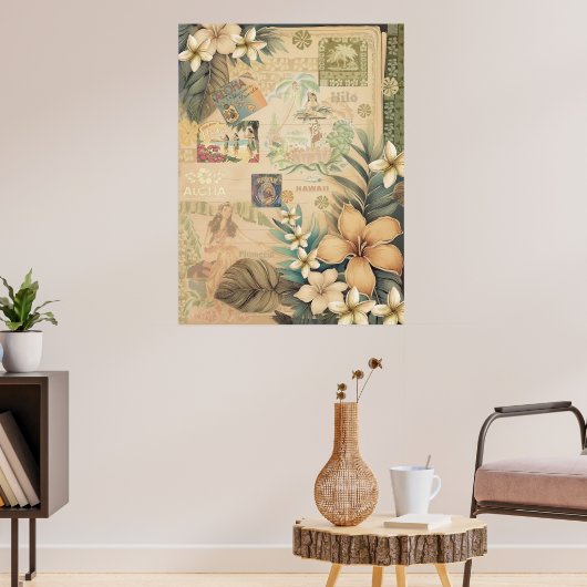 ヴィンテージハワイアンスクラップブックヒロフラ ポスター (リビング3)