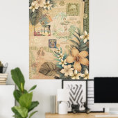 ヴィンテージハワイアンスクラップブックヒロフラ ポスター (ホームオフィス)