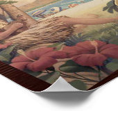 ヴィンテージハワイアンスクラップブックページプルメリア ポスター (角)