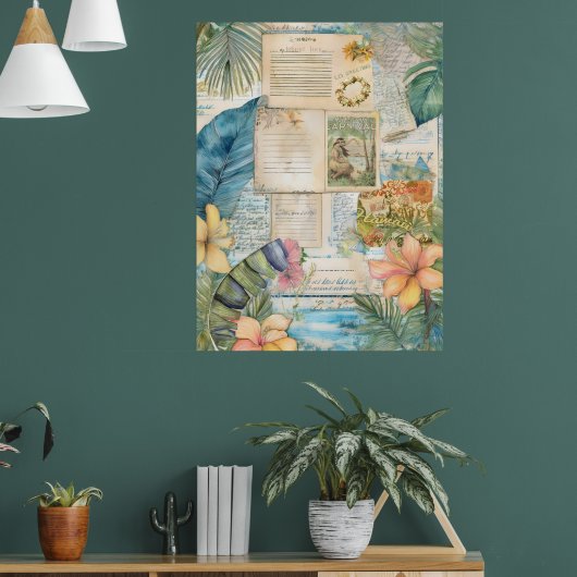 ヴィンテージハワイアンスクラップブックページ4 ポスター (リビング1)