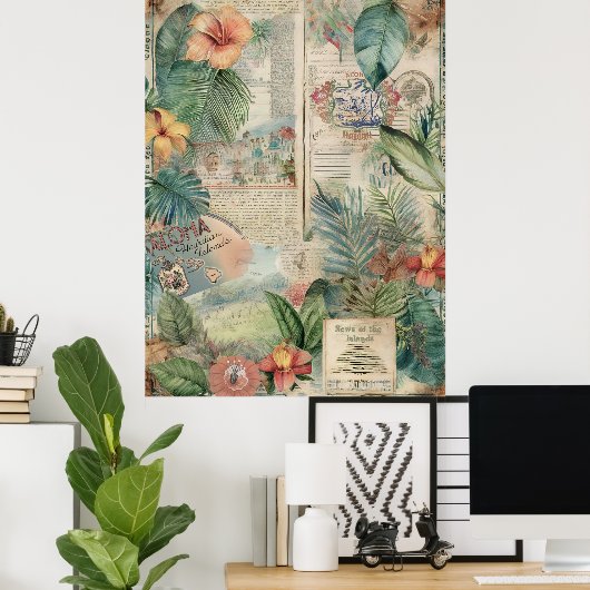 ヴィンテージハワイアンスクラップブックページ5 ポスター (ホームオフィス)
