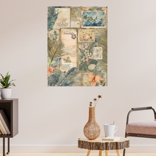 ヴィンテージハワイアンスクラップブックページ7 ポスター (リビング3)