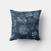 ヴィンテージハワイアントラベルコラージインディゴリバーシブル アウトドアクッション (裏面)