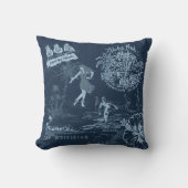 ヴィンテージハワイアントラベルコラージインディゴリバーシブル アウトドアクッション (正面)