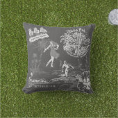 ヴィンテージハワイアントラベルコラージググレーリバーシブル アウトドアクッション (芝生)