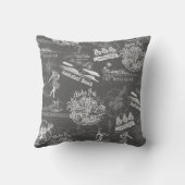 ヴィンテージハワイアントラベルコラージググレーリバーシブル アウトドアクッション (裏面)