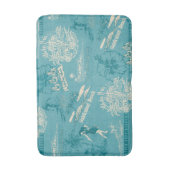 ヴィンテージハワイアントラベルコラージュティール(緑がかった色) バスマット (正面縦)