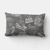 ヴィンテージハワイアントラベルコラージュinチャコールグレー アウトドアクッション (裏面)