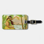 ヴィンテージハワイアントラベルフラガールアロハカリブの ラゲッジタグ (正面横)