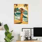 ヴィンテージハワイアントラベルホノルルミッドパシフィック ポスター (ホームオフィス)