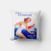 ヴィンテージハワイアントラベ楽しむザサーフ クッション (正面)