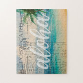 ヴィンテージハワイアンパームツリーズハガキ ジグソーパズル (縦)