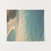 ヴィンテージハワイアンビーチランドスケープサマーシーランドズ タペストリー (正面(横))