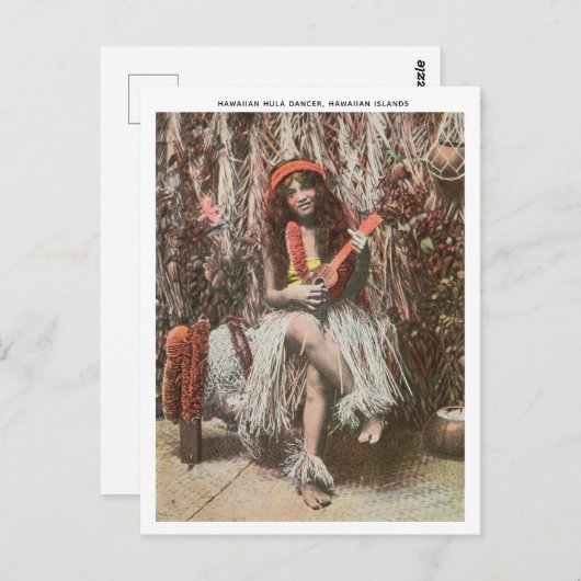 ヴィンテージハワイアンフラ遊ダンサーウクレレ ポストカード (正面/裏面)
