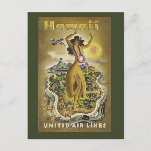 ヴィンテージハワイアン旅行はがき ポストカード (正面)