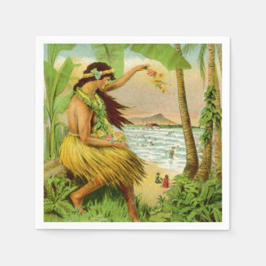 ヴィンテージハワイアン旅行 スタンダードカクテルナプキン (正面)