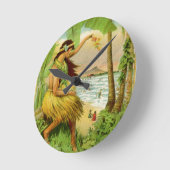 ヴィンテージハワイアン旅行 ラウンド壁時計 (傾斜)