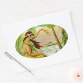 ヴィンテージハワイアン旅行 楕円形シール (封筒)