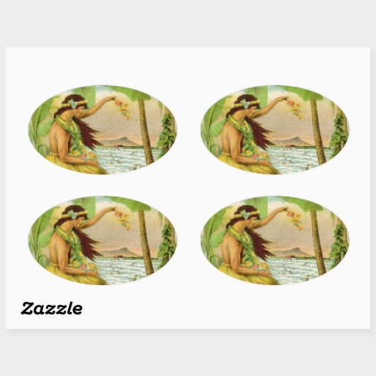 ヴィンテージハワイアン旅行 楕円形シール (シート)