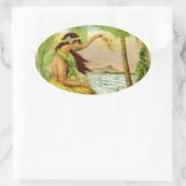 ヴィンテージハワイアン旅行 楕円形シール (バッグ)