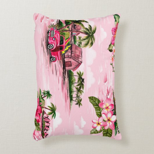 ヴィンテージハワイアン熱帯島のバーククロスデザイン アクセントクッション