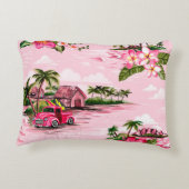 ヴィンテージハワイアン熱帯島のバーククロスデザイン アクセントクッション (裏面)