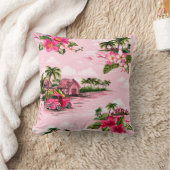 ヴィンテージハワイアン熱帯島のバーククロスデザイン クッション (ブランケット)