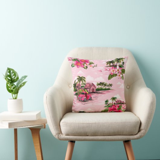 ヴィンテージハワイアン熱帯島のバーククロスデザイン クッション (椅子)