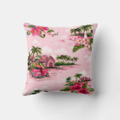 ヴィンテージハワイアン熱帯島のバーククロスデザイン クッション (裏面)