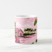 ヴィンテージハワイアン熱帯島のバーククロスデザイン コーヒーマグカップ (中央)