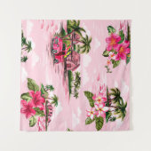 ヴィンテージハワイアン熱帯島のバーククロスデザイン タペストリー (正面(横))