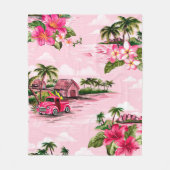 ヴィンテージハワイアン熱帯島のバーククロスデザイン フリースブランケット (正面)