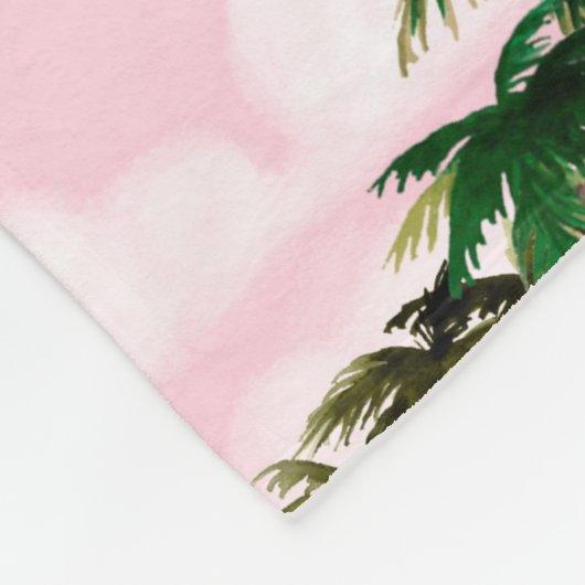 ヴィンテージハワイアン熱帯島のバーククロスデザイン フリースブランケット (角)