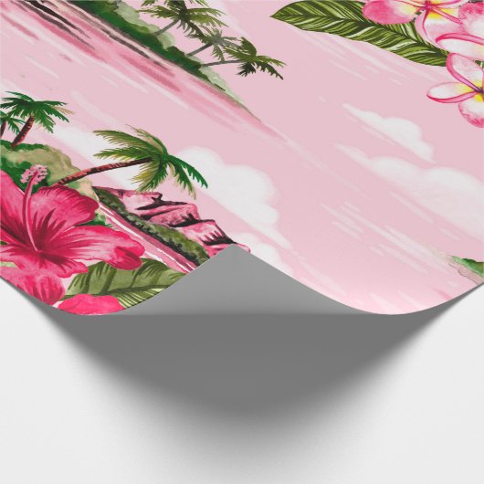 ヴィンテージハワイアン熱帯島のバーククロスデザイン ラッピングペーパー (角)