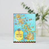 ヴィンテージハワイアン諸島地図 ポストカード (スタンド正面)