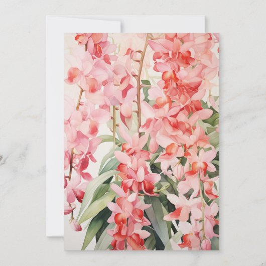 ヴィンテージハワイアン フローラル カスケーディング オーキッド ブランク シーズンカード (正面)