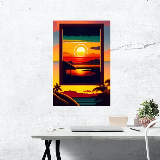 ヴィンテージハワイカラフルトラベルアートワーク ポスター