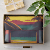 ヴィンテージハワイカラフルトラベルアートワーク 薄葉紙 (ギフト)