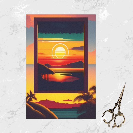 ヴィンテージハワイカラフルトラベルアートワーク 薄葉紙