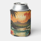 ヴィンテージハワイトロピカルビーチトラベルランスケープ 缶クーラー (缶裏面)