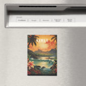 ヴィンテージハワイトロピカルビーチ旅行イラストレーション マグネット (インサイチュ (食洗機))