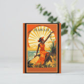 ヴィンテージハワイハワイアン女性ビーチ旅行 ポストカード (スタンド正面)